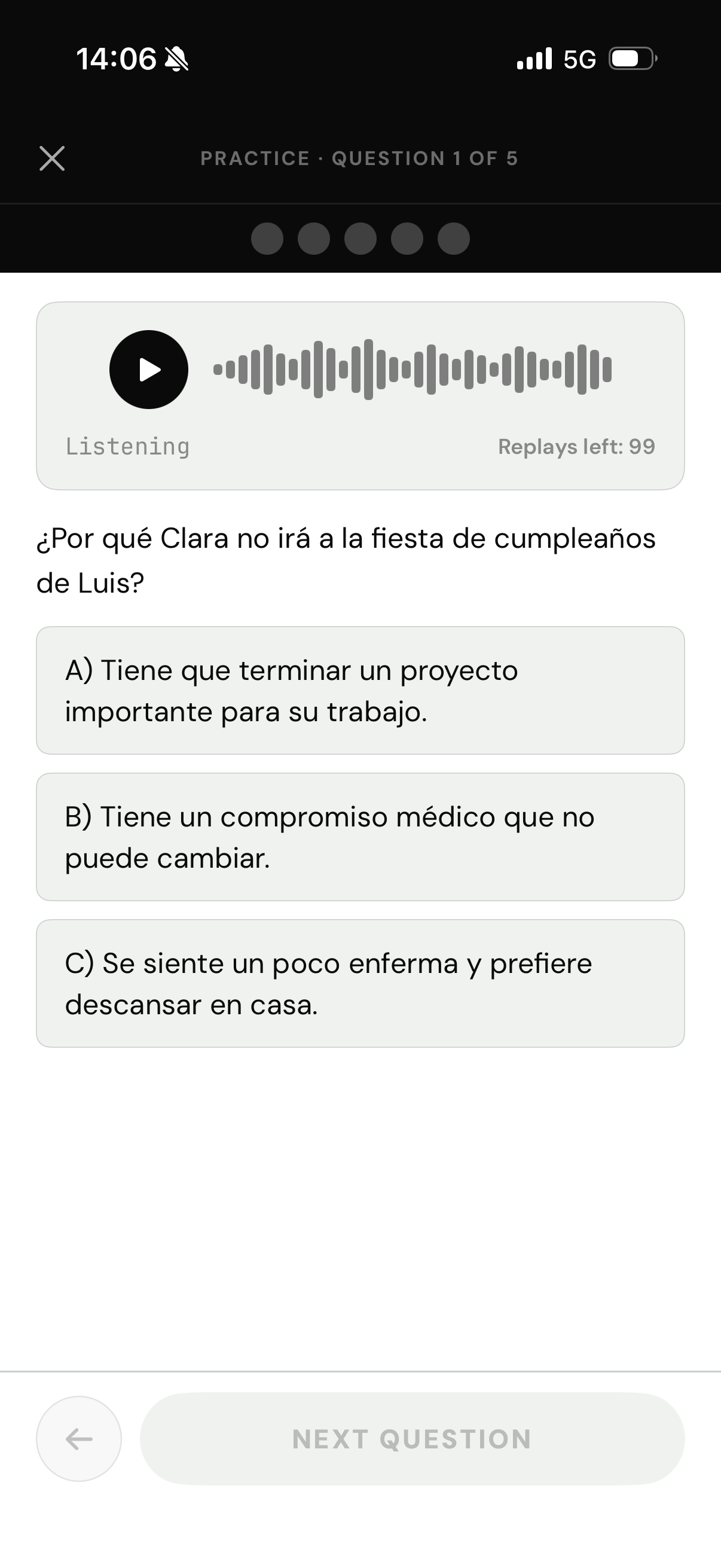 DELE A1 practice question